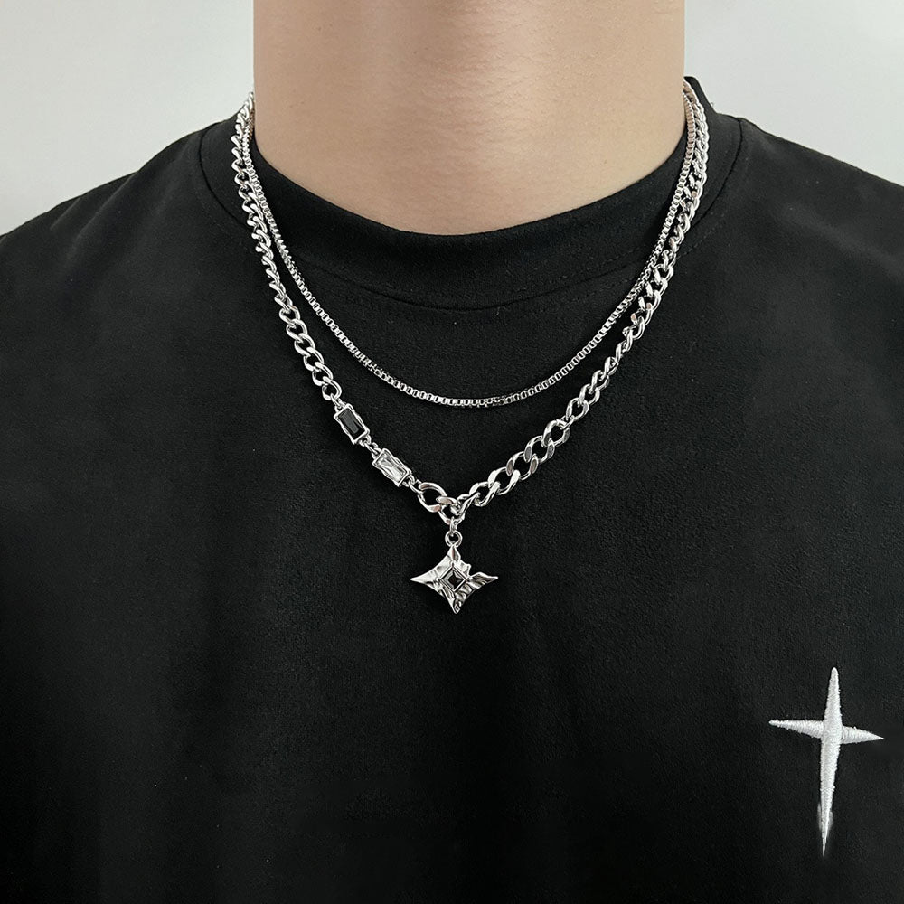 Double Chain Star Kolye